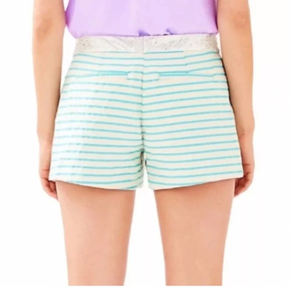 Lilly Pulitzer Callahan Party Shorts Metallic Waistband Striped Size 4 - Picture 2 of 8